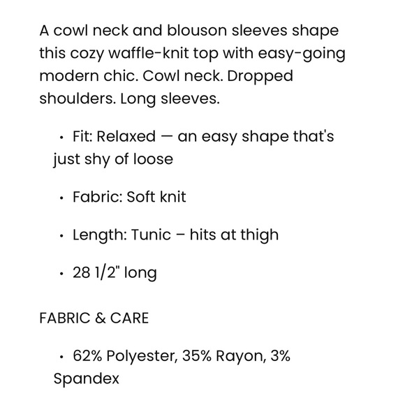 Loft Cowl neck Waffle Shirt Size M - Picture 7 of 7